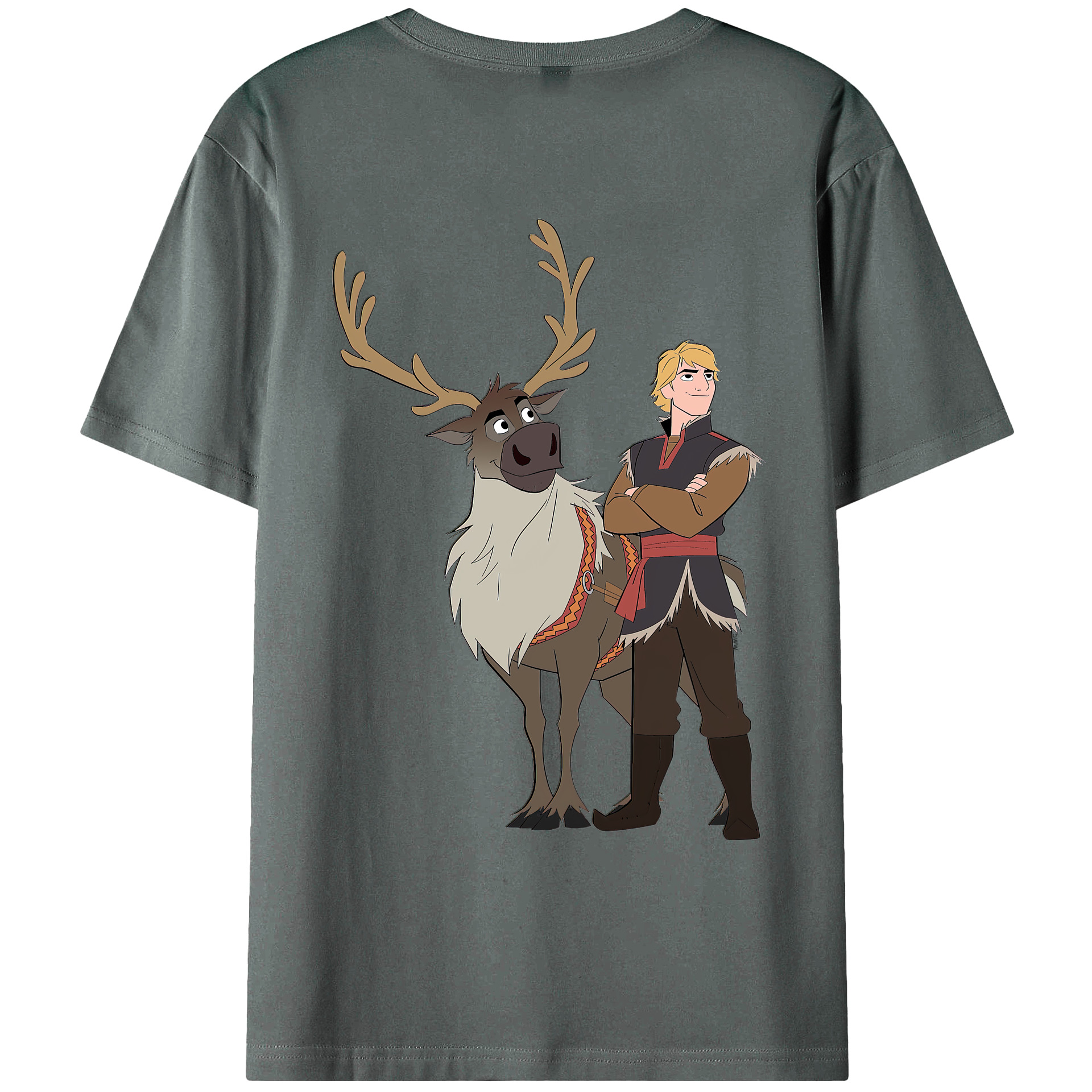（画像用） アナと雪の女王 アンナ エルサ Frozen Anna Elsa 綿100％ メンズ半袖Tシャツ（バックプリント） 通気性